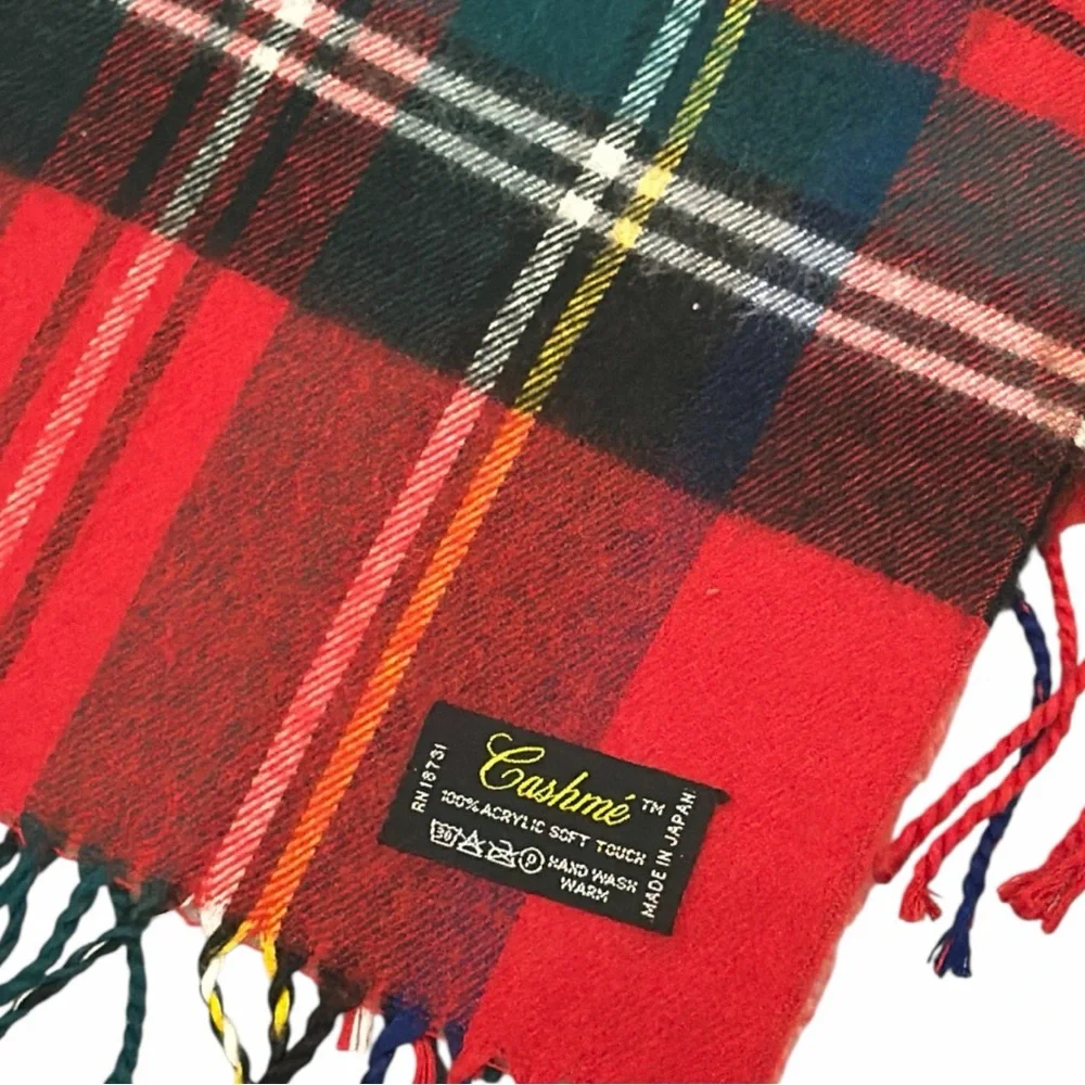 Cashme Acrylic Fringed Tartan Scarves - Set‎ of 2